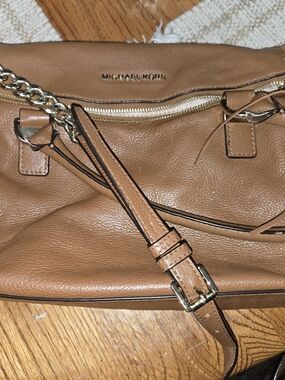 Michael Kors Cognac Leather Shoulder Bag with Gold Hardware
